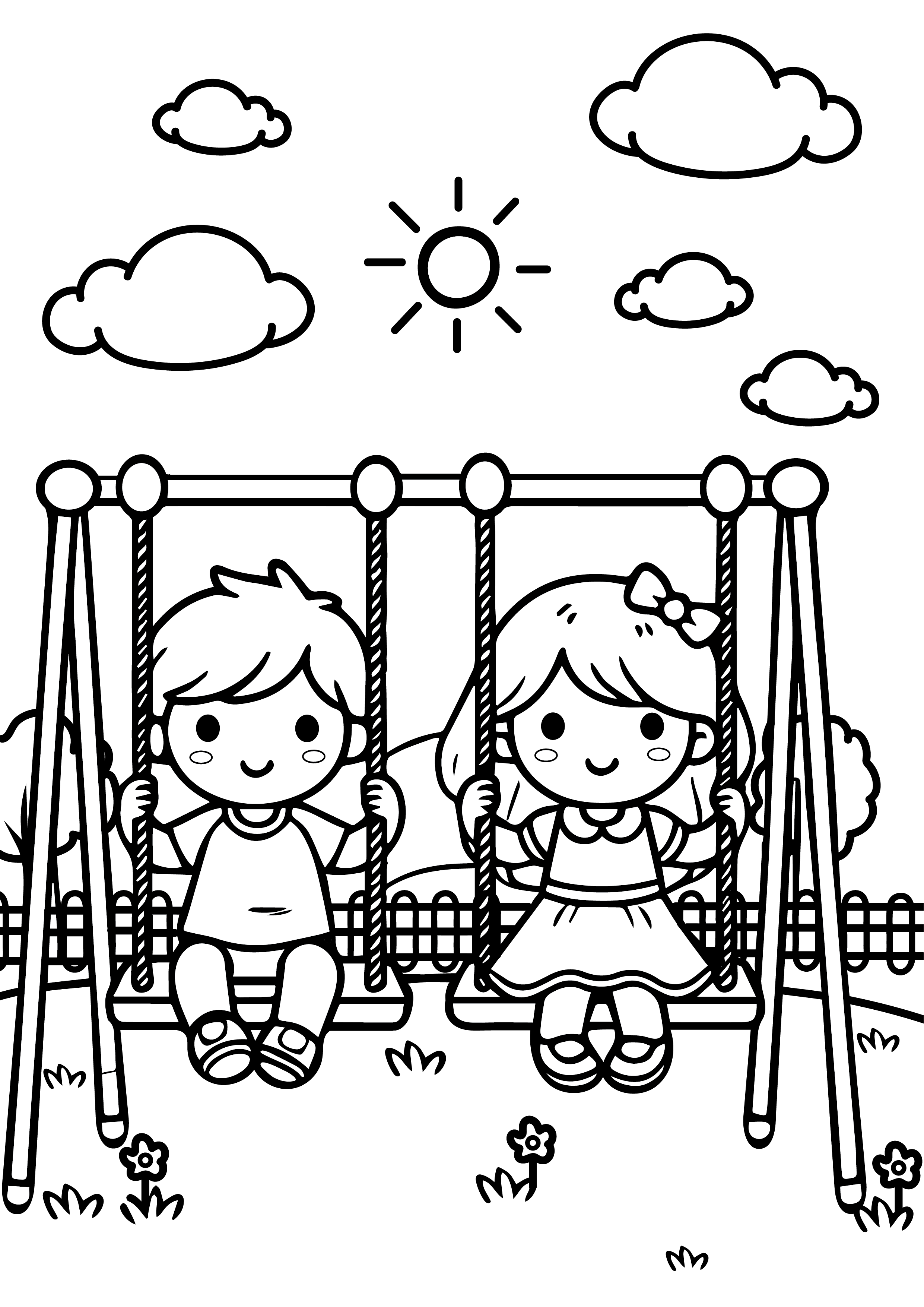 Preschool Swing Time - Coloring Page - PDF