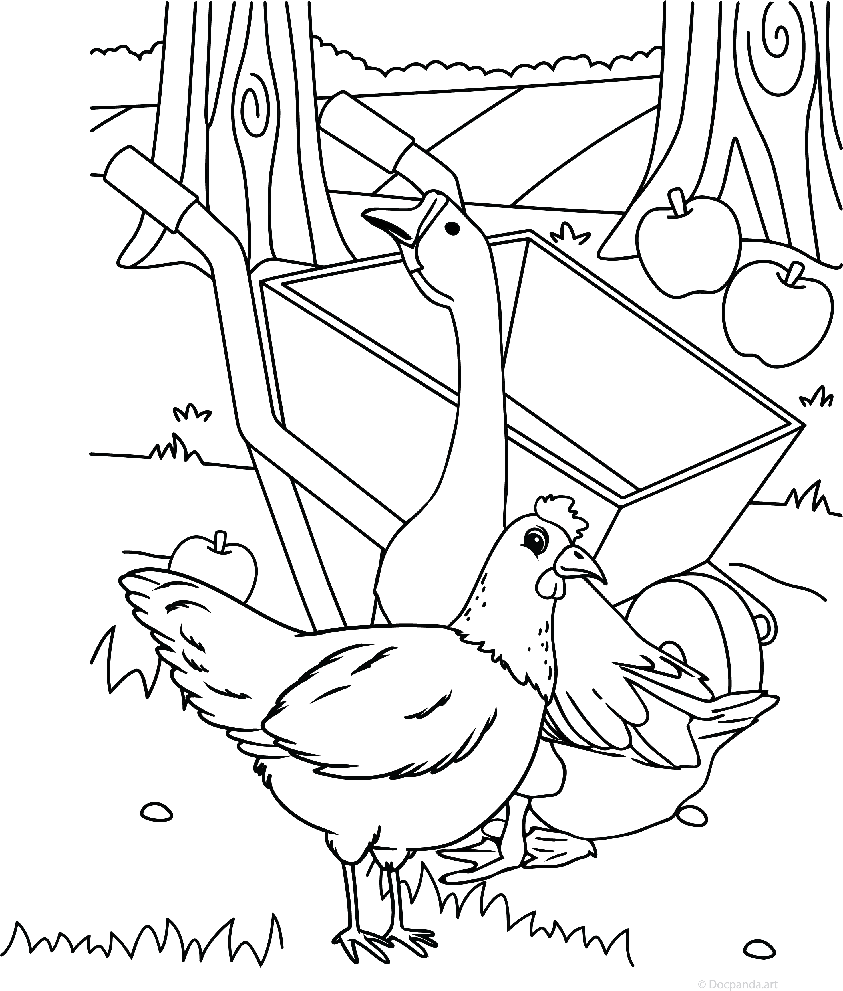 Poultry Farm Animals Coloring Page